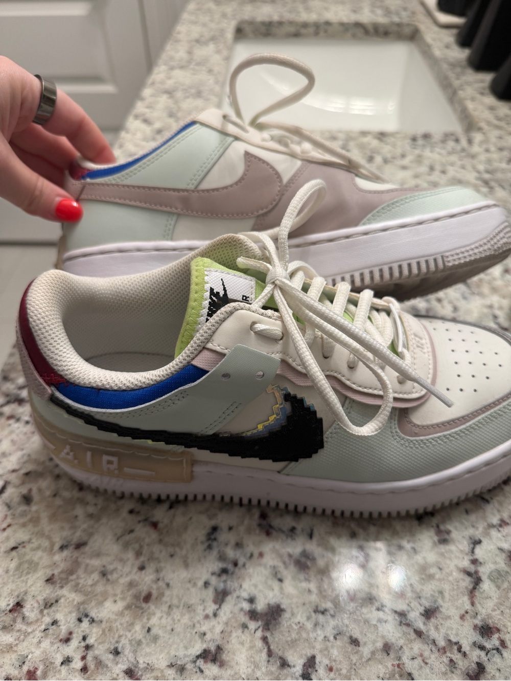 Nike Low-Top Sneakers with Pixel Swoosh in White, Black, Blue and Mint
